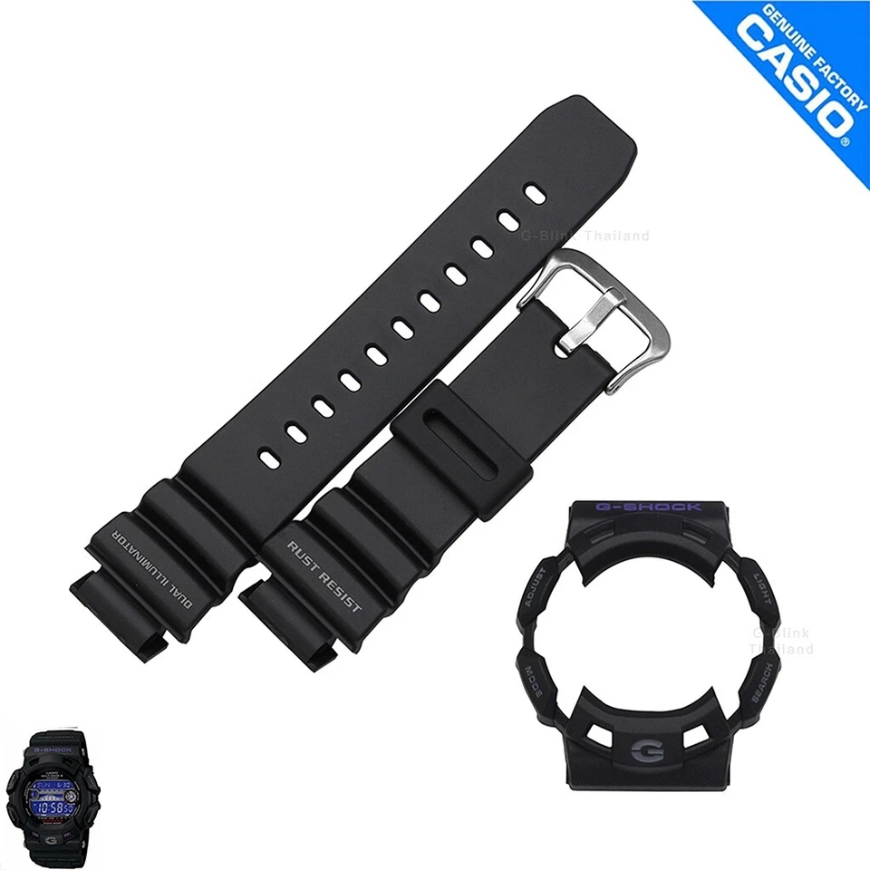 Correa y bisel de reloj genuino Casio G-Shock GW-9110BP-1 negro mate con púrpura y gris Foto 1 de 1