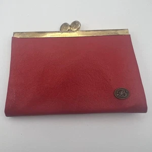 Vintage Buxton rot Leder Kiss Lock Geldbörse Messingrahmen Mid-Century - Bild 1 von 11