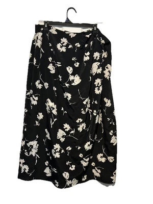 Designs By Lane Bryant Black Floral Wrap Skirt Size 20 - Image 1 of 3