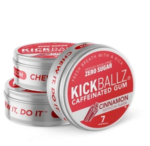 KickBallz Cinnamon Caffeinated Energy Gum | 110mg Quick-Release Caffeine per ... - Picture 1 of 7