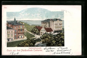 Cuxhaven, Seedeich-Promenade mit Hotel Continental, Ansichtskarte 1901  - Picture 1 of 2