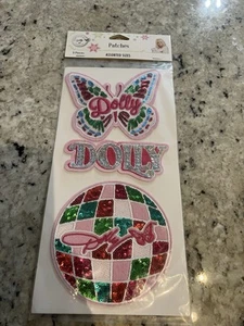 Set of 3 Dolly Parton Fabric Patches Butterfly Dolly Logo Disco Ball Sew Or Iron - Picture 1 of 1