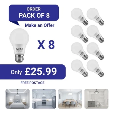 LED Bulb 18W E27 Screw Energy Saving Light Cool White 6500K 8 Pack Free Post - Image 1 of 4