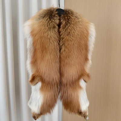 Bufanda de piel de zorro real chal envolturas mujeres invierno cálido capa estolas para boda Foto 1 de 4