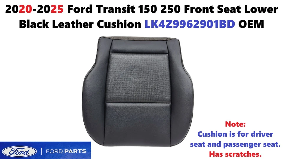20-25 Ford Transit 150 250 Front Seat Lower Black Leather Cushion LK4Z9962901BD - Image 1 of 4