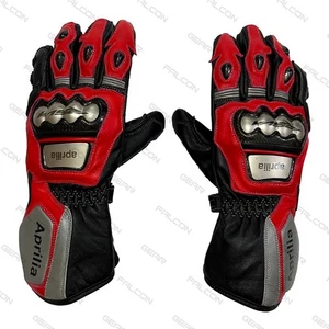 Aprilia RSV4 Motorcycle Leather Racing Gloves | Motorbike Riding Protective Gant - Bild 1 von 5