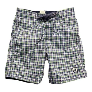 Johnnie O Boys Plaid Board Shorts Swim Trunks Sz 4 Boys Blue Mesh Liner Pockets - Picture 1 of 7