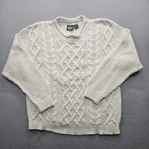 Dockers Women's Sweater Size Medium Petite Cream Cable Knit Cotton - Picture 1 of 10