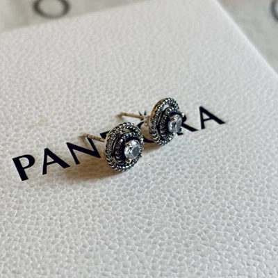 Новый Pandora S925 эля - сверкающий движущийся Halo CZ серьги-гвоздики - Изображение 1 из 4