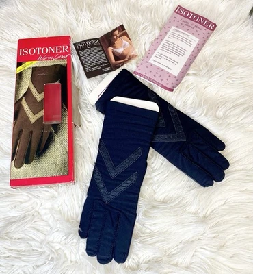 复古 Aris Isotoner 冬季手套保暖衬里黑色 #24813 女式 6-8 码 — 第 1/4 张图片