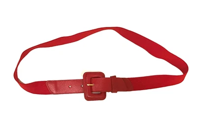 VINTAGE MILOR RED BONDED LEATHER & ELASTIC BELT WOMEN'S SIZE S/M SMALL MEDIUM - Image 1 of 2