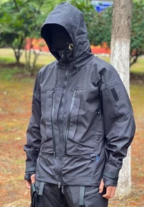 Men Reindee Lusion 22AW All Weather Hard Shell Black Hooded Futuristic - Picture 1 of 23