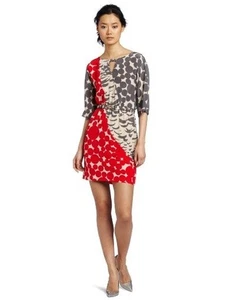 Anthropologie Yoana Baraschi Silk Polka Dot Feather Art Patch Dress Womens Large - Picture 1 of 13