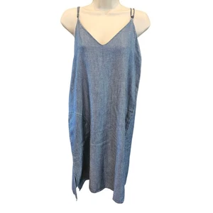 Gold Falke Luxus Lyocell Chambray Taschen Mini Sommerkleid verstellbare Träger S - Bild 1 von 7