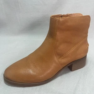 Stivaletti Lucky Brand Pedera in pelle tacco impilato marrone zip laterale boho 6,5 (37) - Foto 1 di 12