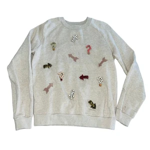 Stella McCartney Women's Embellished Arrow Crew Neck Sweatshirt Gray Size 42 - Picture 1 of 7