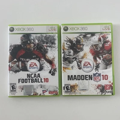 NCAA Football 10 and Madden NFL 10 CIB Microsoft Xbox 360 EA SPORTS Bundle Lot - Image 1 of 4