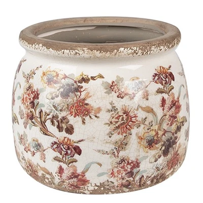 Übertopf Blumenübertopf Pflanztopf Antik Rose Blumentopf Ø 16x13 cm Clayre & Eef - Bild 1 von 2