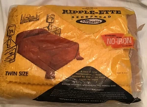 VTG Yellow Gold Chenille Bedspread Minette Ripple-Ette Twin Fringed Cotton New - Picture 1 of 7