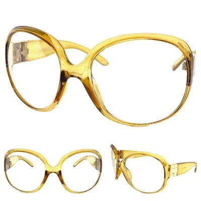 Para mujeres De Gran Tamaño Vintage Estilo Retro Lente Transparente COFAS Marco Grande Champagne Foto 1 de 4
