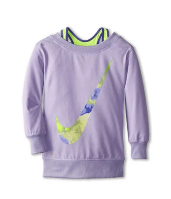 Nike Dri Fit cover up Athletic Tee top Pullover girls 4 6 6X Long Sleeve Purple - Image 1 of 4