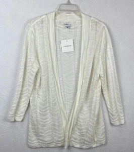 NEW Croft & Barrow LARGE Cardigan Ivory Lightweight Classic Open NWT $40 - Picture 1 of 5
