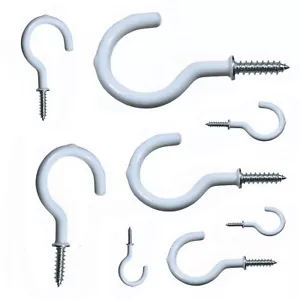 PACK GANCHOS BLANCOS Taza TORNILLO EN 16mm - 50mm HOMBROS Cocina Taza Clavija Techo - Imagen 1 de 4