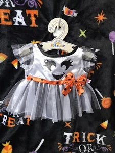 Build a Bear schwarz-weiß mit orange Schleife glitzerndes Halloween Geist Kleid - Bild 1 von 3