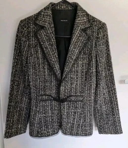 Pennyblack Wool Blend Coat EU40 AU8 Blazer Grey Jacket Metal Fastener Sheer Trim - Picture 1 of 24