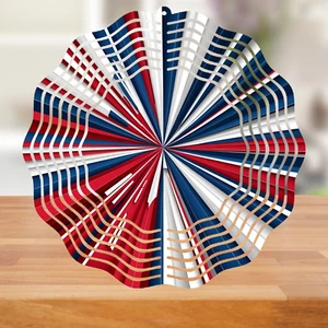 Patriotic Wind Spinner Red White Blue 10" Outdoor Garden Decor 3D Whirligig Art - Picture 1 of 9