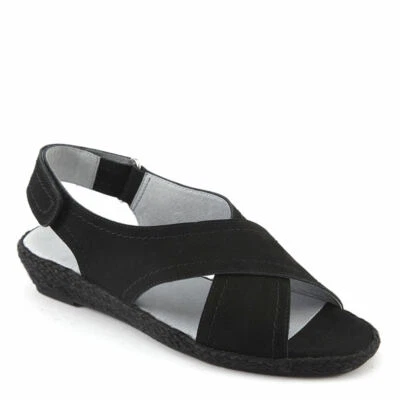 Nueva Alpargata David Tate Moon Sandalia Cuña Cordón Negro Nubuck Elige Talla Foto 1 de 4