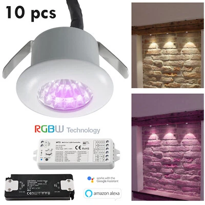 Set 10 PCS Mini faretto LED RGB DMX512 incasso 25mm 2W 24V centralina smart WiFi - Immagine 1 di 4