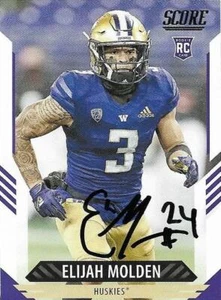 Elijah Molden Auto Signed 2021 Score Washington Huskies Rookie RC Card 343 - COA - Picture 1 of 2