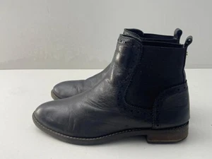 Dune London Women's Black Leather Elasticated Ankle Boots Shoes UK 6 EUR 39 B214 - Picture 1 of 7