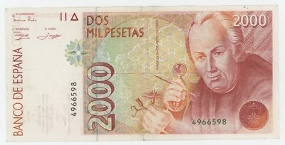 Spain España 2000 Pesetas 12-10-1992 Pick 162 VF+ Circulated Banknote R598 Mutis - Image 1 of 2