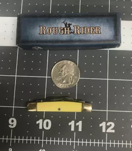 RR928 Rough Rider 4 BL Congress Yellow Synthetic Handles Miniature Pocket Knife - Picture 1 of 3