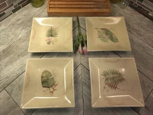 Set of 4 Stoneware Decorative Square Plates 7"  "Botanical" by Avery Tillman  - Picture 1 of 12
