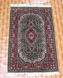 2.6x4 Hand Knotted Traditional Living Room Rugs Green Color Wool Rug - Picture 1 of 4