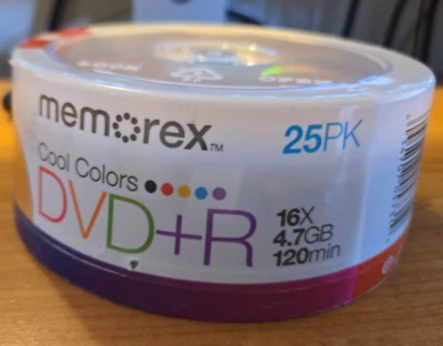Memorex DVD+R Cool Colors 16X 4.7 GB 120 Min Disc 25 Pack Blank DVD NEW, Sealed - Image 1 of 4
