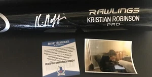 Kristian Robinson Diamondbacks Signed Engraved Black Bat BECKETT ROOKIE COA . - Picture 1 of 2