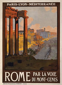 Rome Italy Vintage Illustrated Travel Poster Print Framed Canvas - Picture 1 of 7