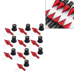 10x Red Windscreen Windshield Motorcycle Spike Bolts 5MM Wind Screen Bolt Screw - Foto 1 di 5