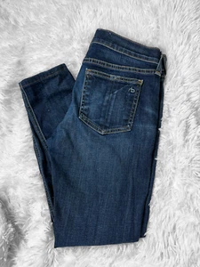 Pantalones de mezclilla ajustados Rag & Bone desteñidos desgastados azul lavado oscuro para mujer talla 24 - Imagen 1 de 8