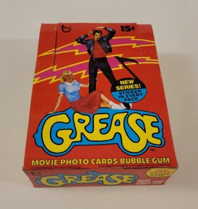 Tarjeta coleccionable Grease Serie 2 1978 paquete de cera bonita caja vacía Topps John Travolta - Imagen 1 de 8