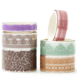 6 Rolls Lace Patterns PET Tapes Floral Arts Decorative Tape Set Adhesive Transpa - Picture 1 of 9
