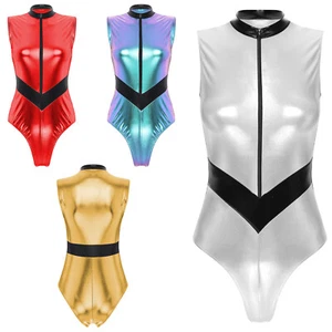 Women Leotard Festival Bodysuit Music Catsuit Shiny Top Party Costume Cosplay - Picture 1 of 35