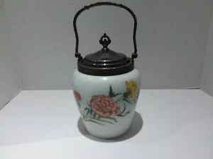 Mount Washington Pairpoint Cracker Biscuit Jar Hand painted Quad Silver Plate - Picture 1 of 9
