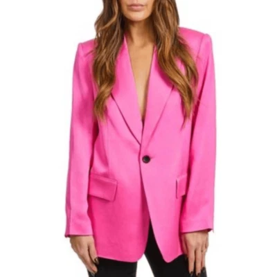 A.L.C. Bishop Il Peak Lapel Satin Blazer in Hot Pink Size 8 - Image 1 of 4