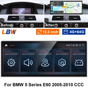 Android Car Navi GPS 12.3'' Ultra-thin Screen Multimedia For BMW E60 2005-10 CCC - Picture 1 of 19