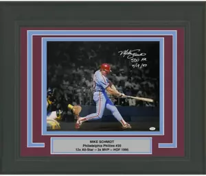 FRAMED Autographed/Signed MIKE SCHMIDT 500th HR Inscription 16x20 Photo JSA COA - Picture 1 of 1